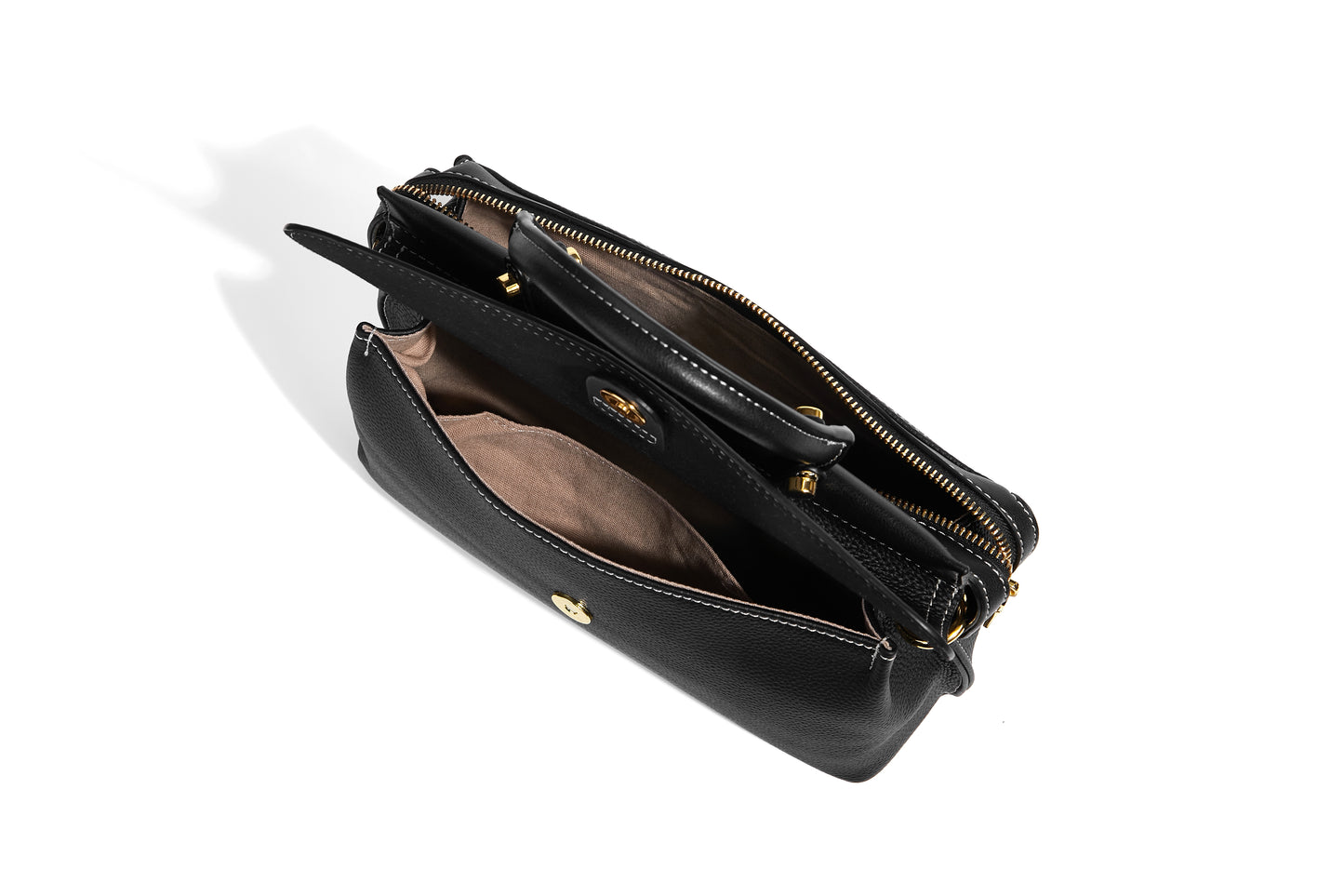 Borsa Amanda - Nero con cuciture a contrasto